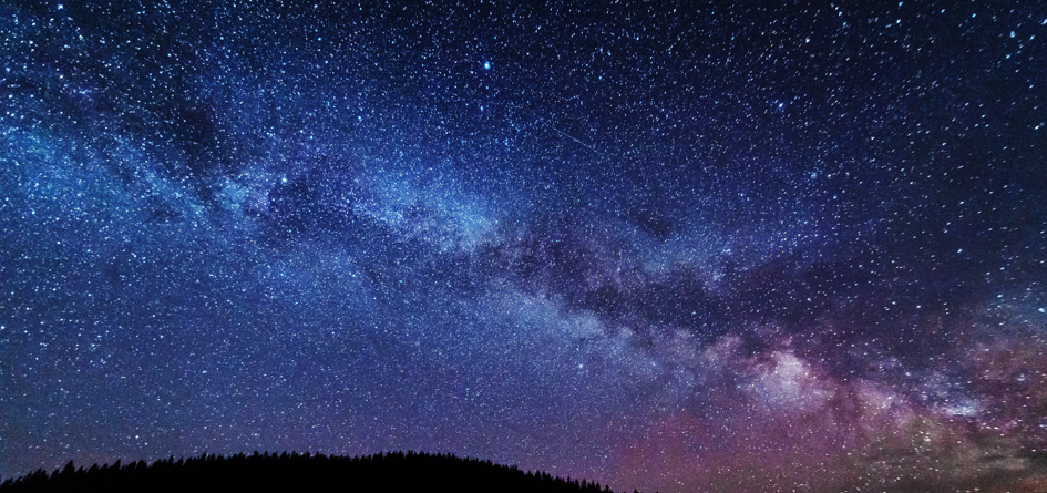 Night photo of bright starry sky and the Milky Way